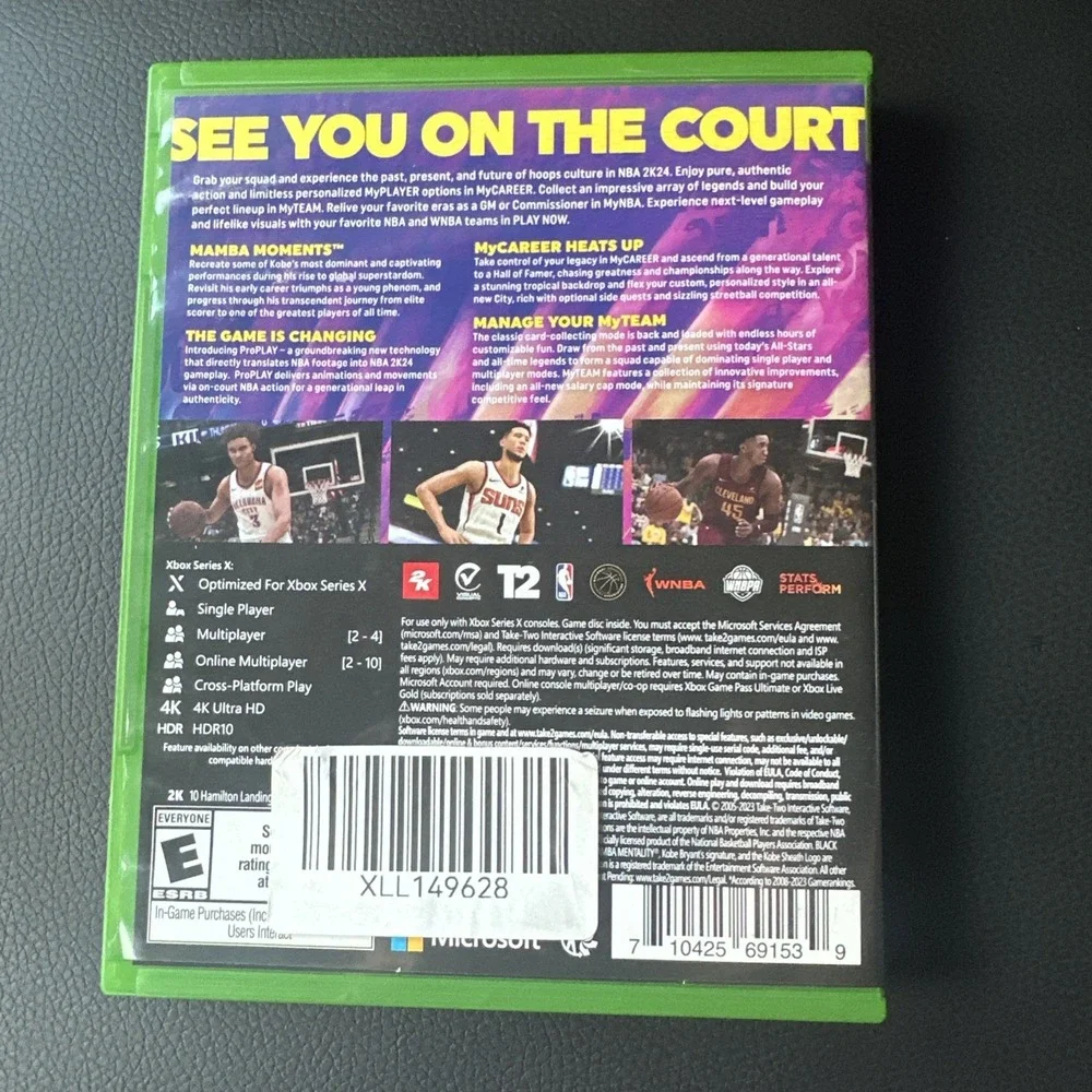 NBA 2K24 2024 XBox Series X Kobe Bryant Edition Open Box Not Sealed